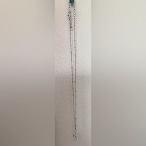 Silver and sparkly crystals cross necklace